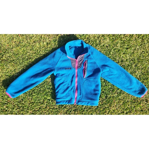 Sequel Vintage Womens Fleece Full Zip Size Small Blue Pink Jacket Sweater Pocket - Picture 1 of 7